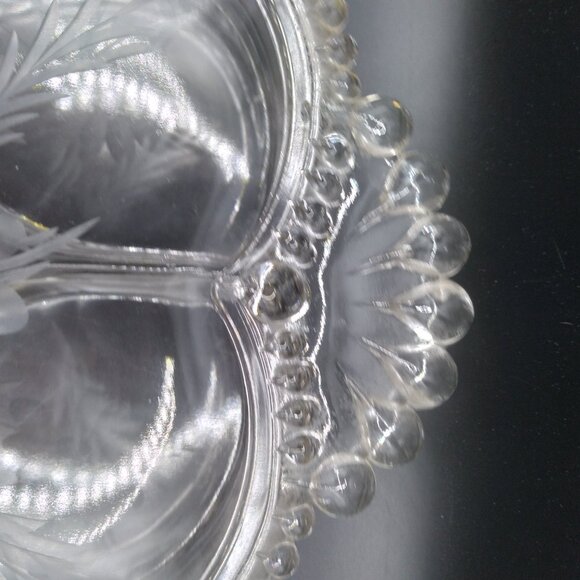 Vintage Paden City Glass Covered Dish Etched Flowers Jewelry Trinket Box Jewelry - Picture 3 of 9